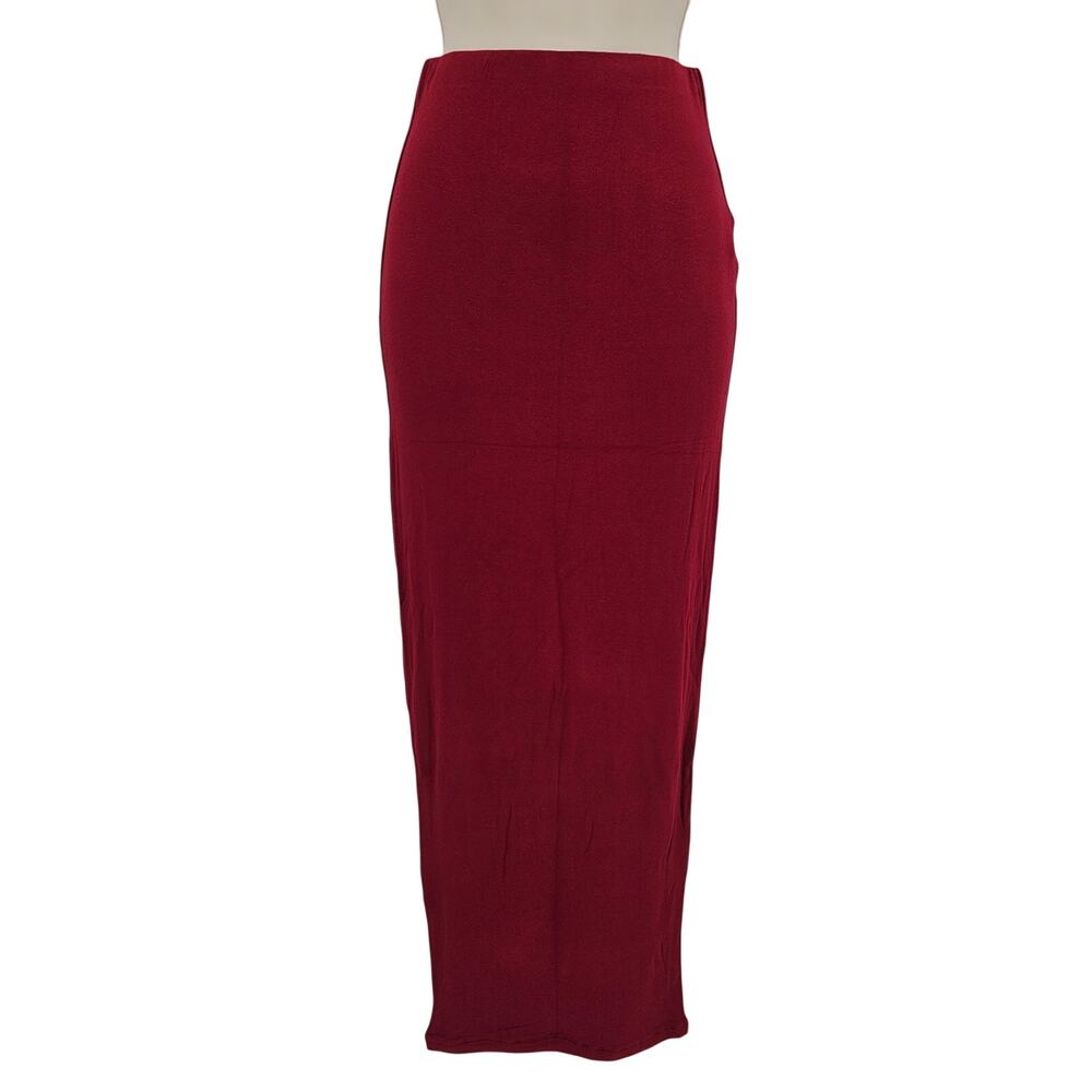 Naked Wardrobe Womans size M Hourglass Bodycon Midi Skirt Burgundy Red NWOT